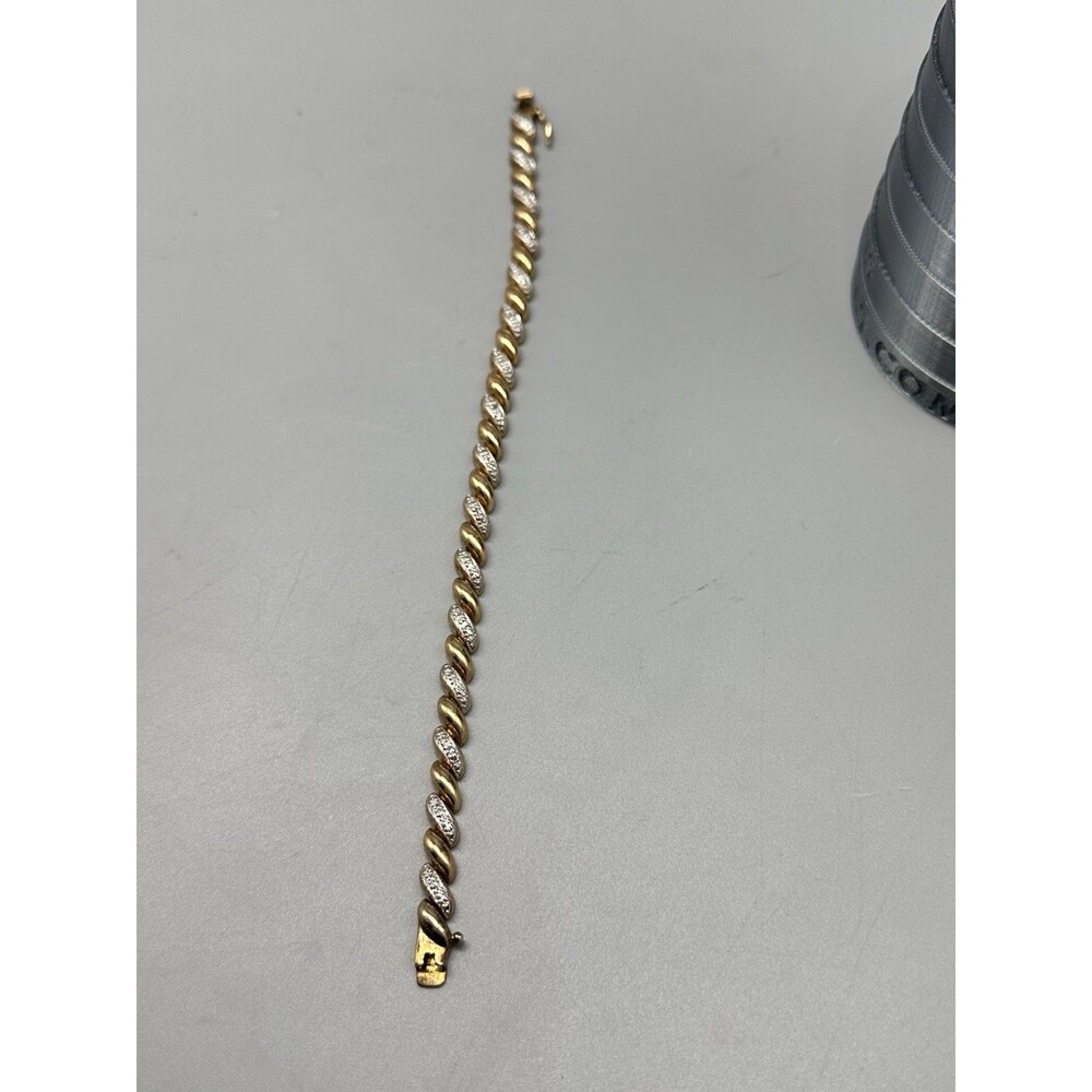Gold Vermeil Sterling Silver Twist Bracelet 7" 16g - Picture 3 of 4